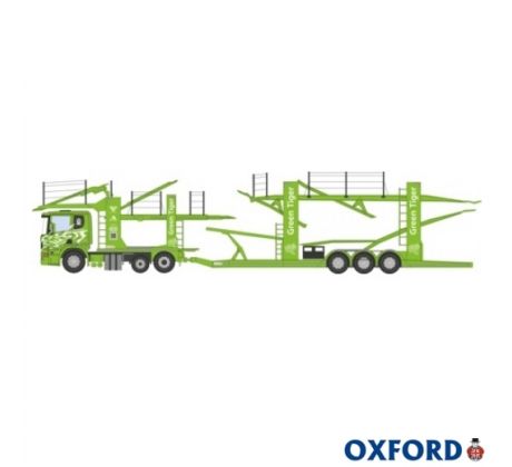 1/76 OXFORD SCANIA CAR TRANSPORTER GREEN TIGER