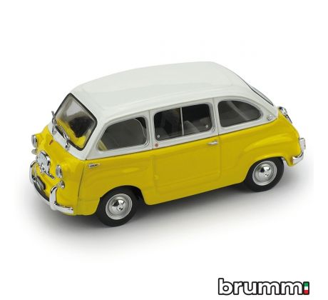 1/43 BRUMM FIAT 600D MULTIPLA 1960 BIANCO/GIALLO