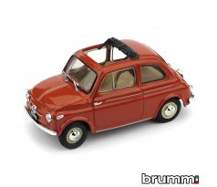 1/43 BRUMM FIAT NUOVA 500 TETTO APRI.'59 ROSSO AP.