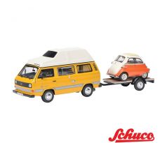 1/43 VW T3 "Joker" camping bus with trailer and BMW Isetta