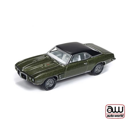 1/64 1969 Pontiac Firebird, zelená karoséria/čierna strecha (AUTO WORLD)