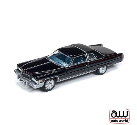 1/64 1976 Cadillac Coupe DeVille čierna/čierna strecha (AUTO WORLD)