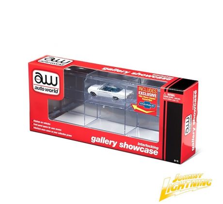 1/64 Six Car Interlocking Display Case + 1962 Chevy Impala Convertible (AUTO WORLD)