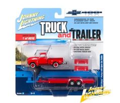 1/64 1950 Chevrolet Truck (Gloss Red) Open Trailer