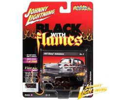 1/64 1957 Chevrolet Ambulance, (Black Flames/Gloss Black/red Flames)