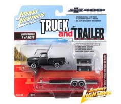 1/64 1950 Chevrolet Truck (Flat Black) Open Trailer