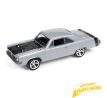 1/64 1970 Dodge Dart Swinger (Silver w/Black Hood & Black Rear Stripes)